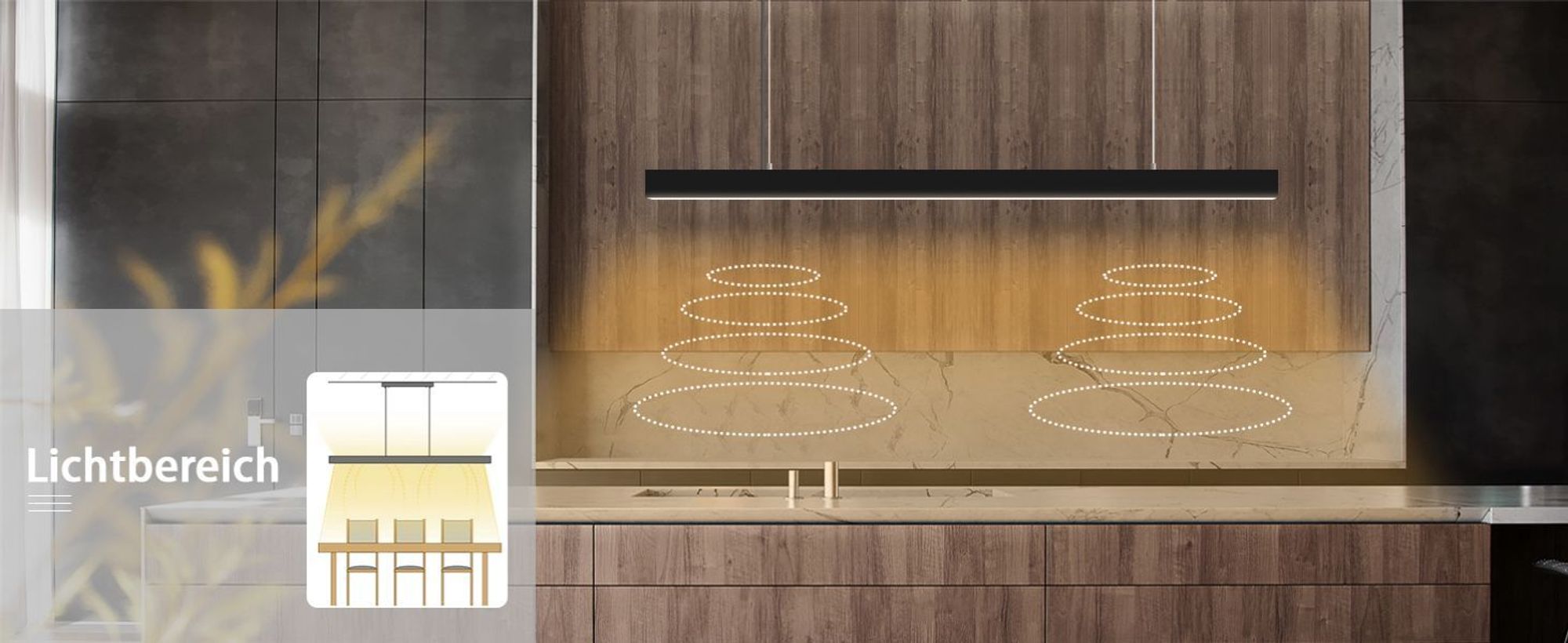 ZMH LED Pendelleuchte Esstisch Hängelampe Wohnzimmer Schwarz Esstischlampe Dimmbar mit Fernbedienung Modern Design Hängeleuchte Höhenverstellbar Büro