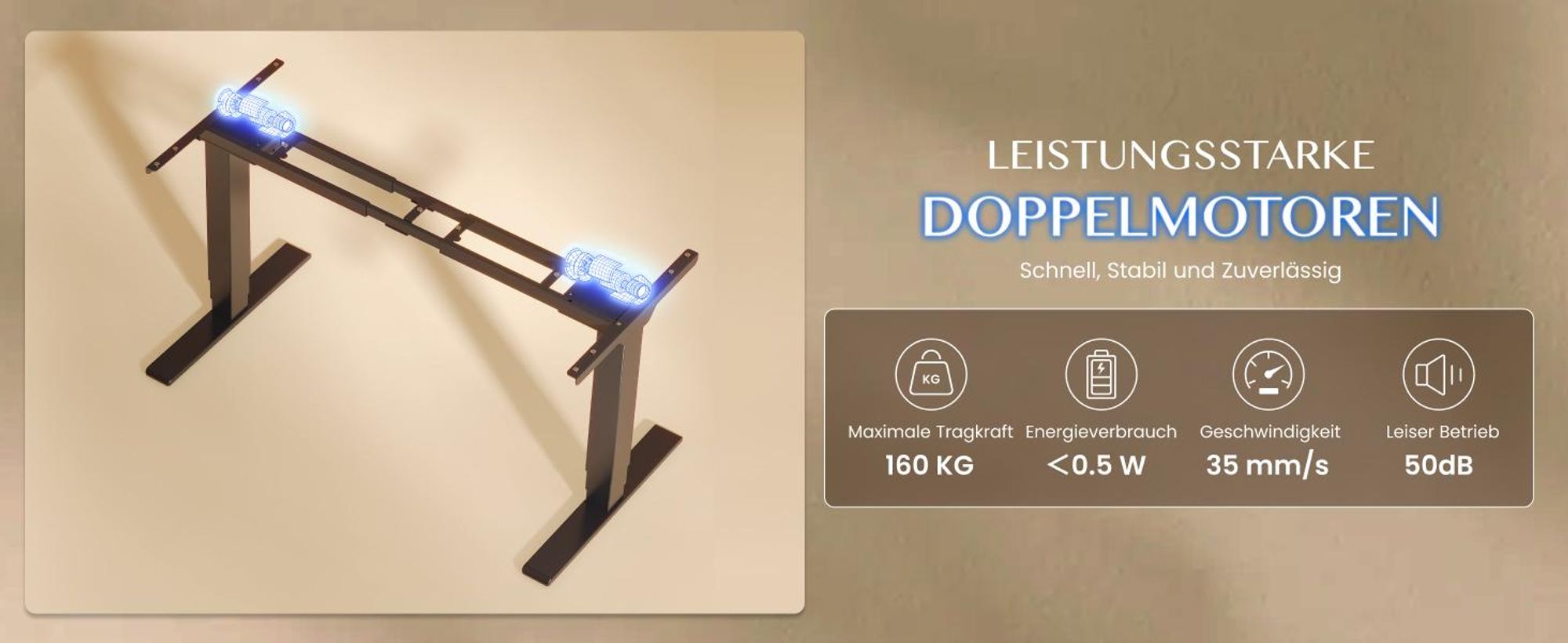 FLEXISPOT EC5 Pro Höhenverstellbarer Schreibtisch Elektrisch Tischgestell 160KG Tragkraft, 2 starke Motoren, Piano-Tasten-Design USB-Anschluss Schwarz
