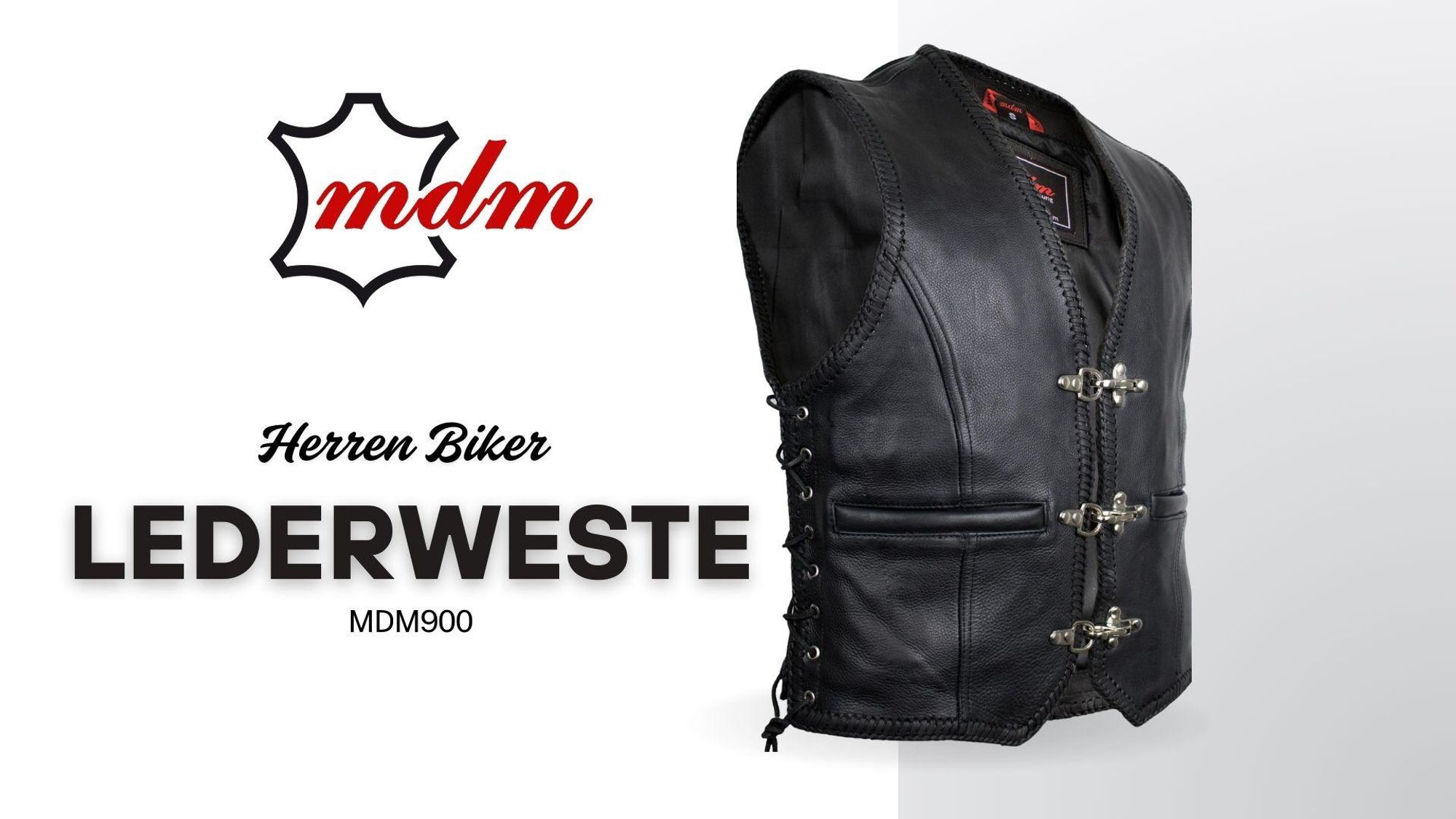 Rocker Lederweste, Bikerweste, Lederkutte, Kutte, Chopperweste(XL)