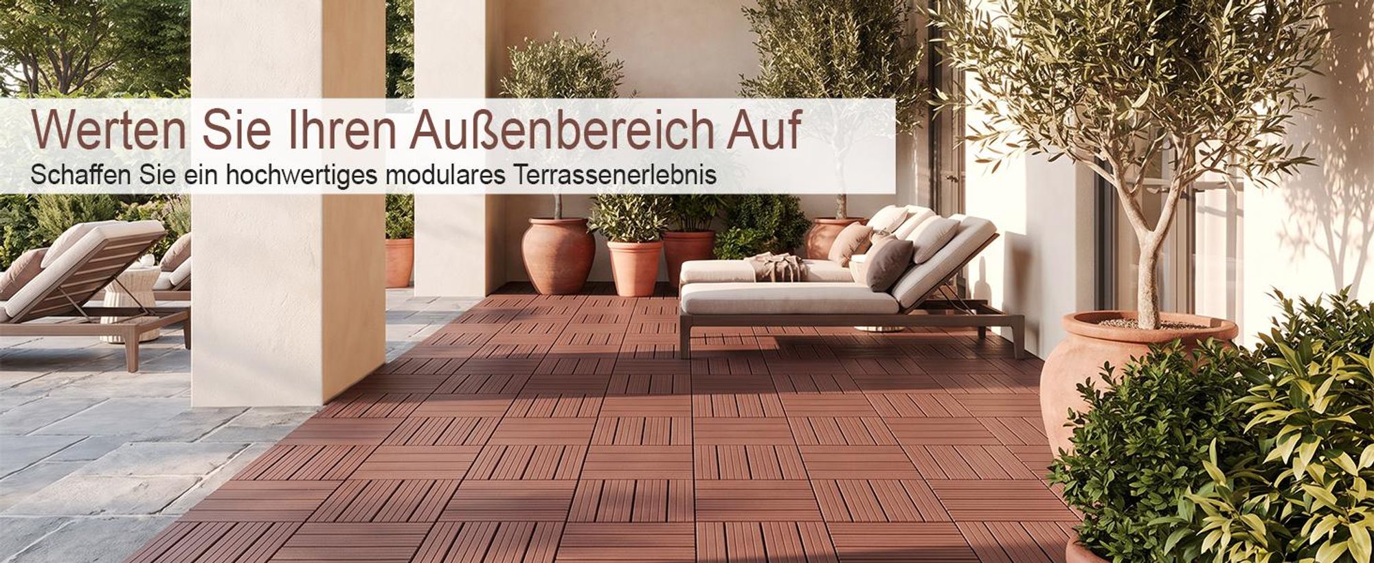 11 Stück Terrassenfliesen Stecksystem Klickfliesen Dielen für Terrasse Garten Balkon Pool[Braun - Gerade Streifen]