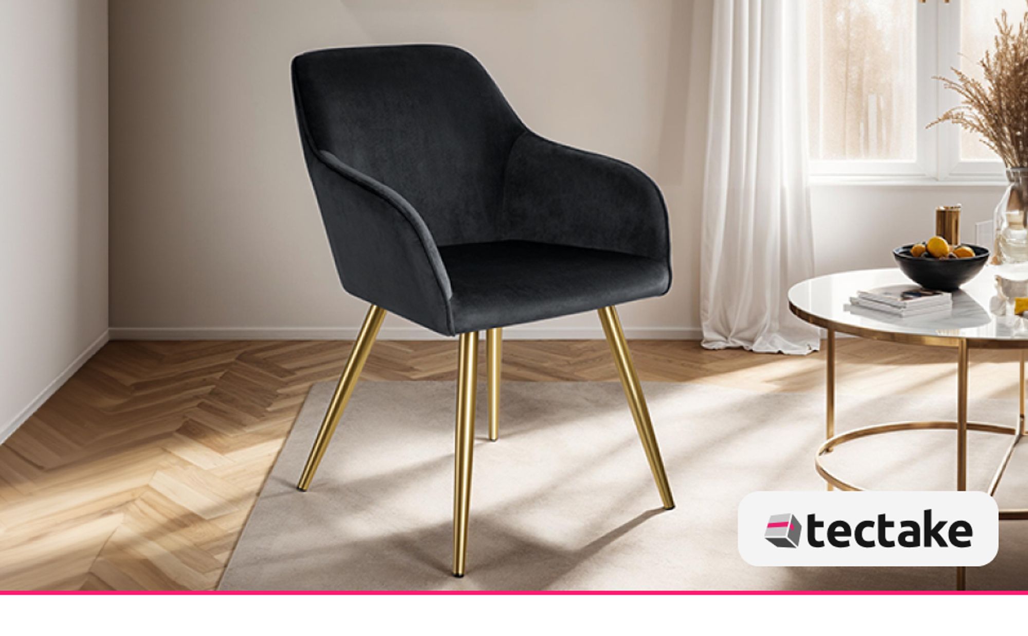 tectake® Esszimmerstuhl Marilyn gepolstert, in Samtoptik 58 x 62 x 82 cm