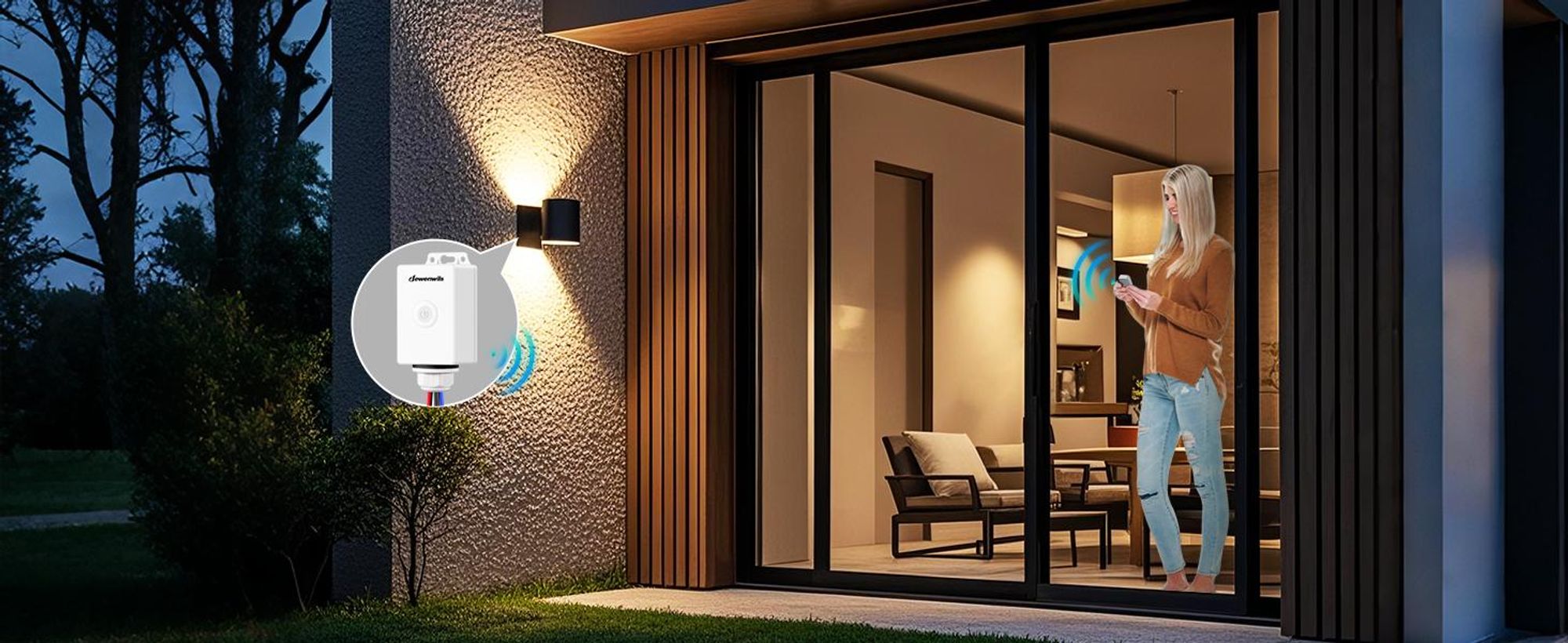 DEWENWILS Funkschalter Außen mit Fernbedienung, 230V, 3000W Kabellos, inklusive Batterie