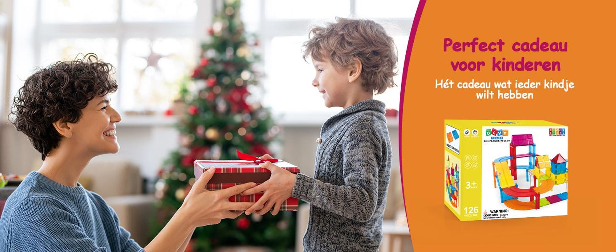 Olvy Magnetische bouwstenen, Montessori speelgoed – 126 magnetische tegels voor kinderen vanaf 3 jaar – constructiespeelgoed, magnetische set, educatief speelgoed.