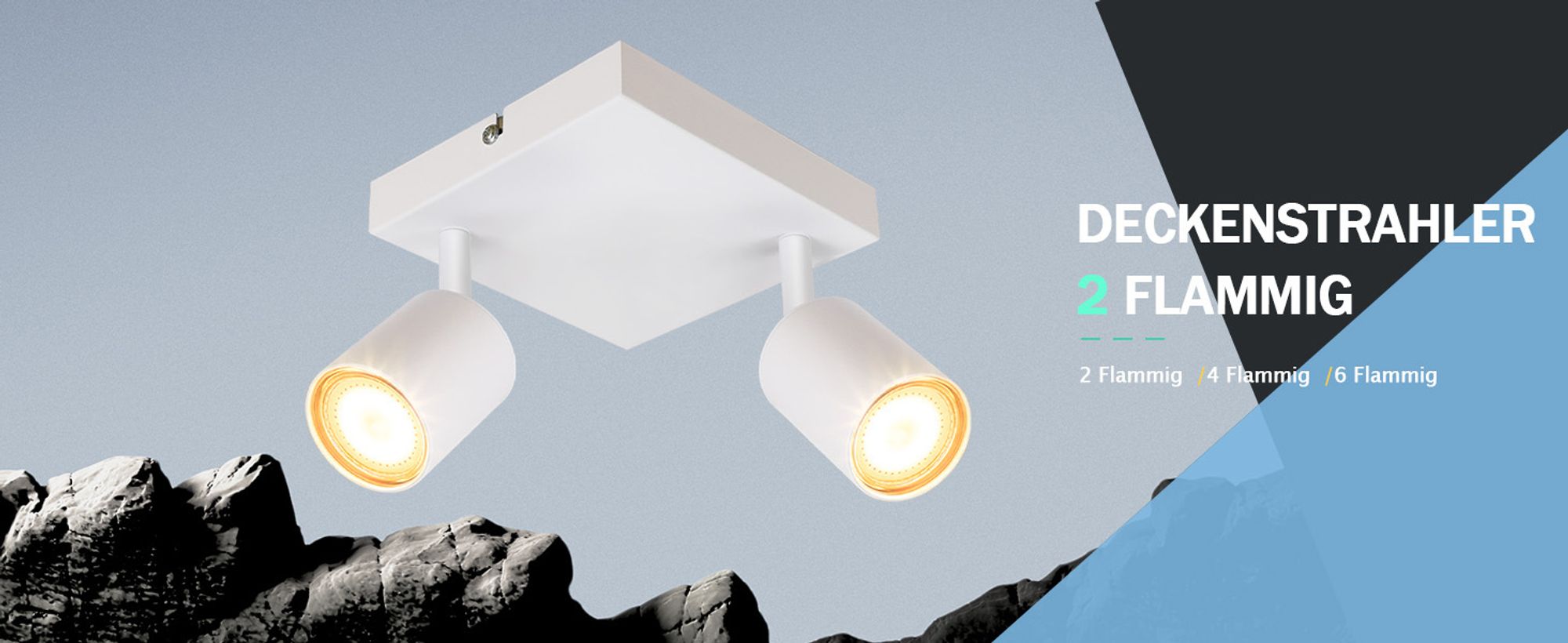 ZMH LED Deckenlampe Weiss Deckenleuchte 2 Flammig GU10 Deckenspots Flur aus Metall Modern Flurlampe330° schwenkbar eckig Spotleuchte Ohne Leuchtmittel