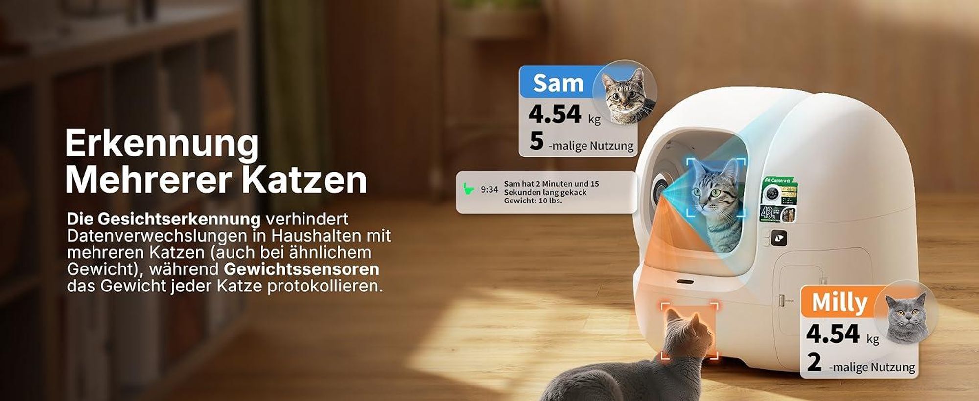 PETKIT PUROBOT Max Pro 2 Selbstreinigende Katzentoilette, Katzenklo Selbstreinigend mit Kamera, Präzise Mehrkatzen-Erkennung, für Mehrere Katzen