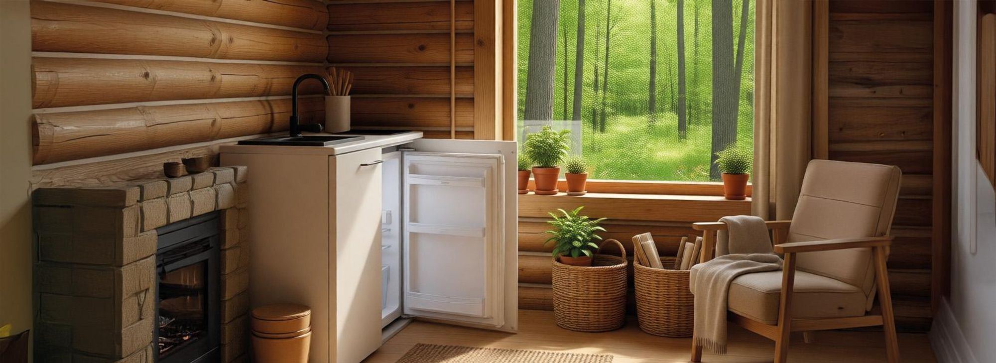 Miniküche, freistehende Küche, Induktionskochfeld, Granitspüle, Kühlschrank, Kochnische MPM SMK-02
