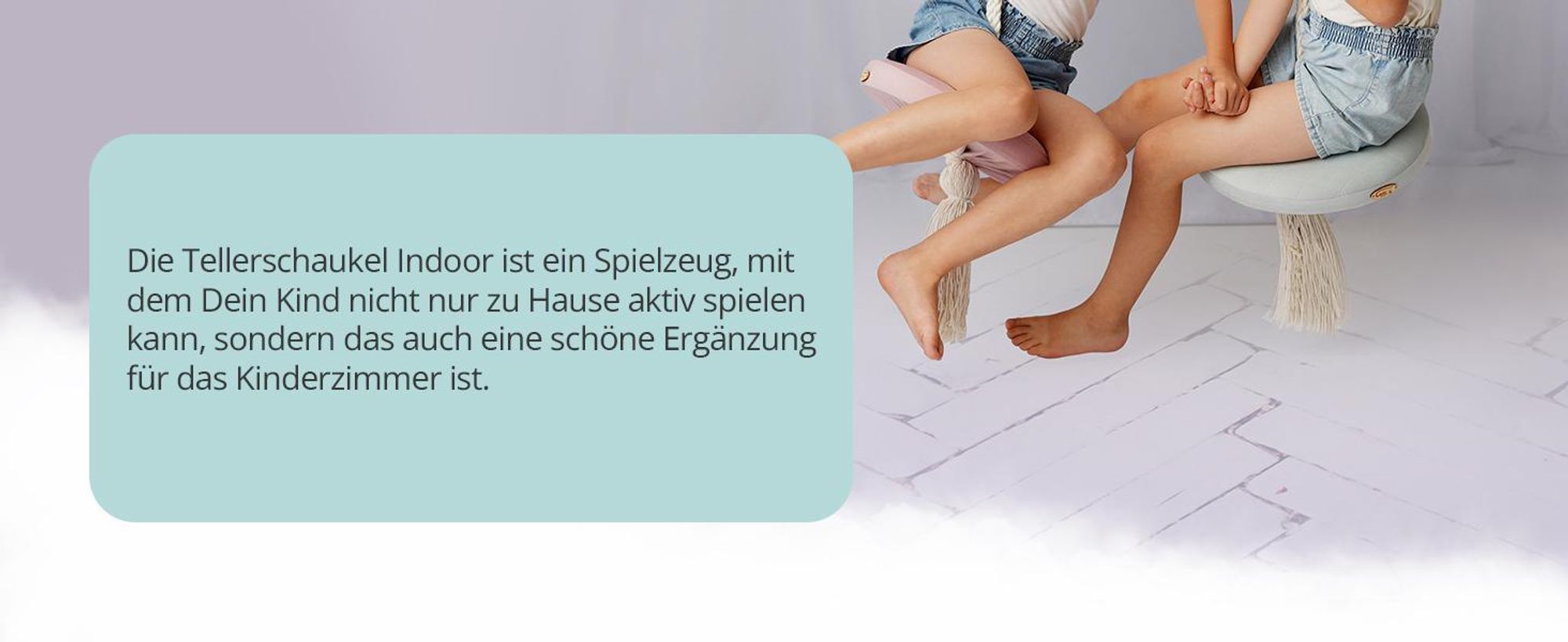 Create for you® - Ring Schaukel für Kinder Indoor, mit Baumwollseil, Runde Kinderschaukel, Weicher Sitz, Durchmesser 36 cm, Grau