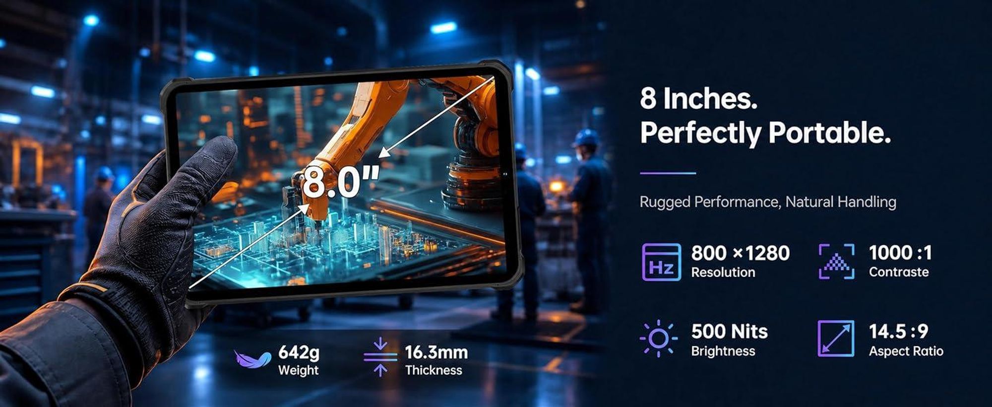 OUKITEL RT11 5G Outdoor Tablet, Wasserdicht Tablet, Android 16, 8" 2K HD Rugged Tablets 24GB+128GB/1TB, 10000mAh/18W,16MP/IP68/IP69K/NFC/OTG/Face ID
