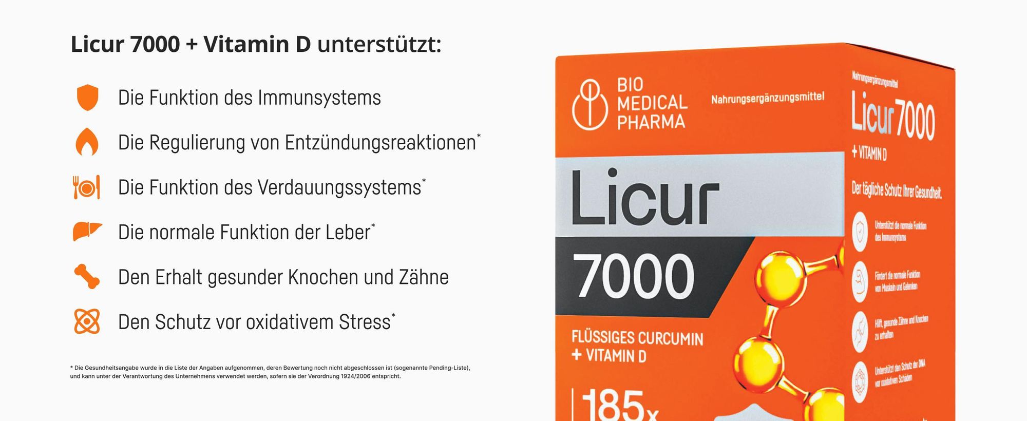 Kurkuma Kapseln Hochdosiert – 185x Höhere Bioverfügbarkeit – Mizellares Curcumin NovaSOL – Ohne Piperin – Mit Vitamin D3 – Licur 7000 (60 Kapseln)