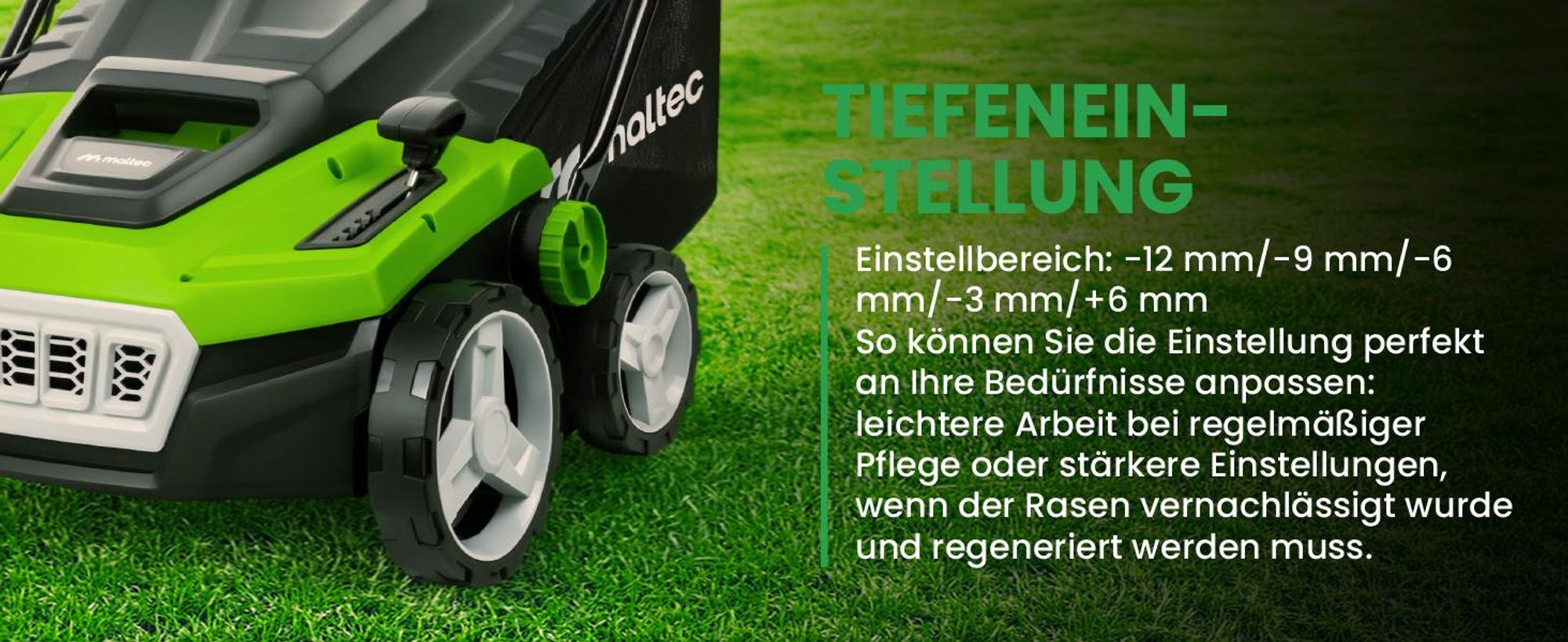 Grune Vertikutierer Rasenlüfter Elektro mit Arbeitsbreite 38cm Moosentferner