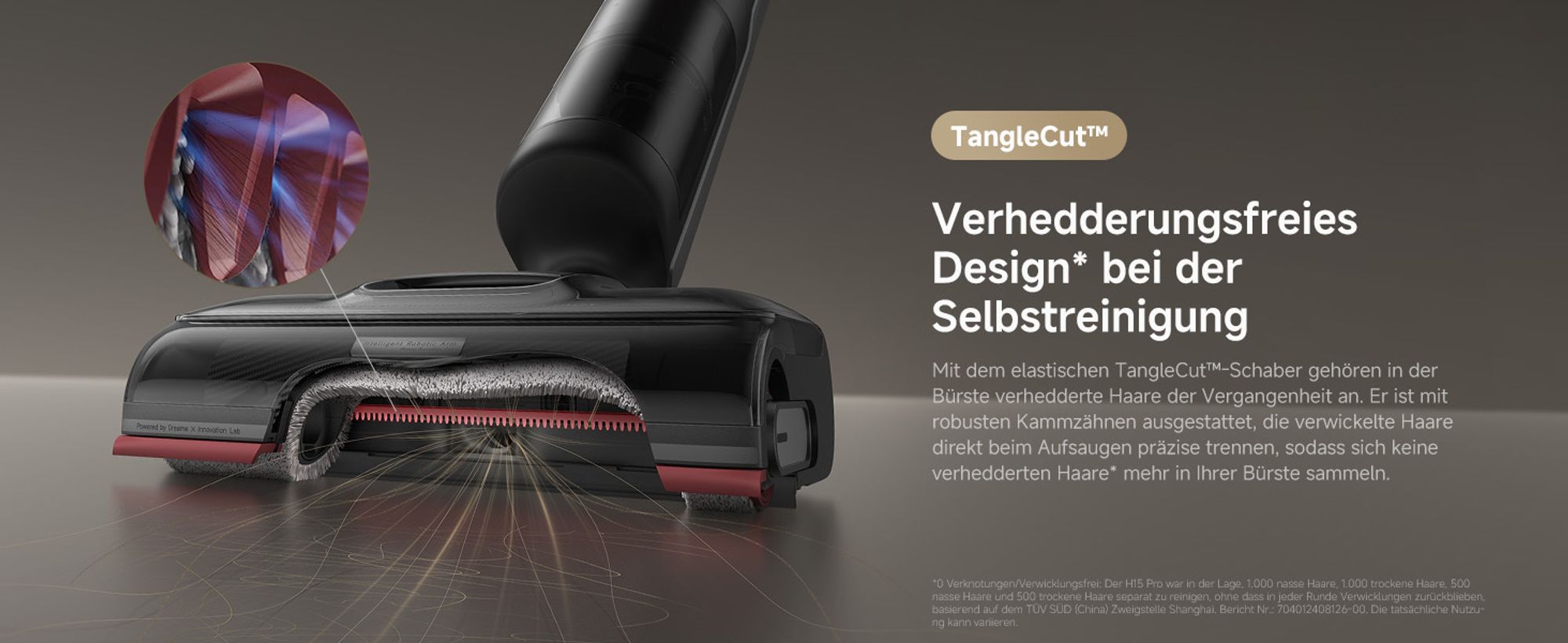 DREAME H15 Pro Nass- und Trockensauger, GapFree AI DescendReach Roboterarm, dreifache Kantenabdeckung, 21kPa Saugleistung, 0 Tangle, 180° Lie-Flat