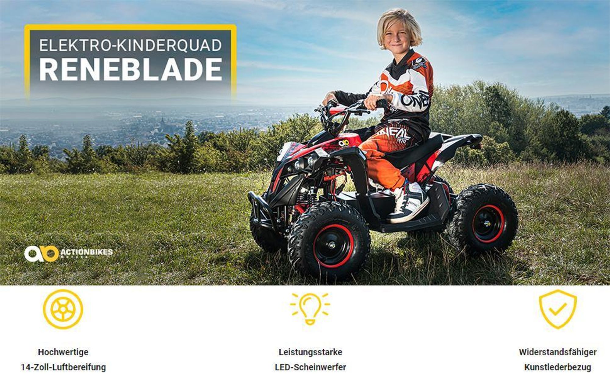 Elektro-Kinderquad Reneblade | 1000 Watt - Kinder Pocket Quad bis 24 km/h - Elektroquad - Elektro Auto - LED - 12V Batterie - Bis 65 Kg (Schwarz/Grün)
