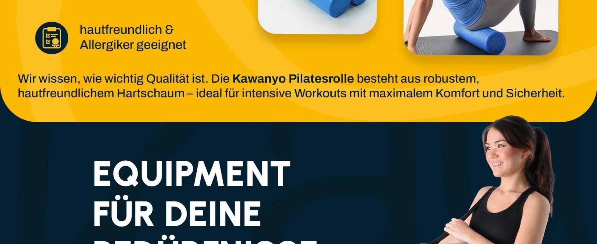 Kawanyo Yoga- & Pilatesrolle 90cm - blau