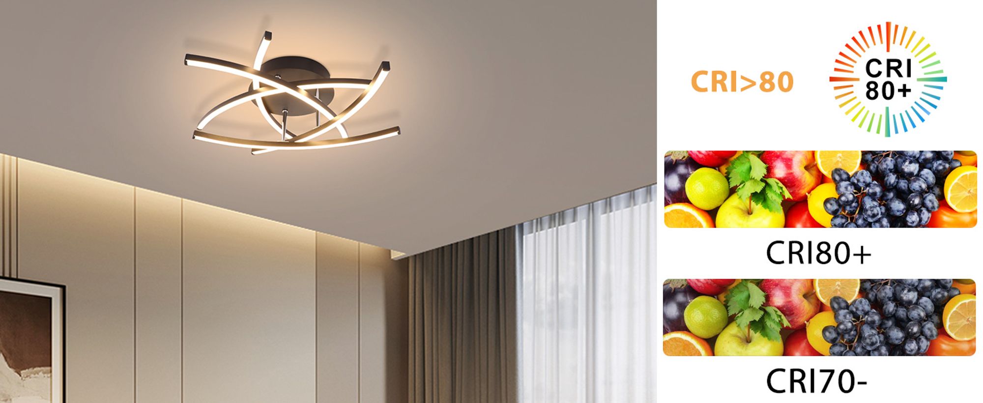 ZMH Deckenlampe LED Deckenleuchte Wohnzimmer 32W Dimmbar Küchenlampe Schwarz mit Fernbedienung Modern Design Wohnzimmerlampe Metall Schlafzimmerlampe Flur Deckenleuchten für Kinderzimmer Büro