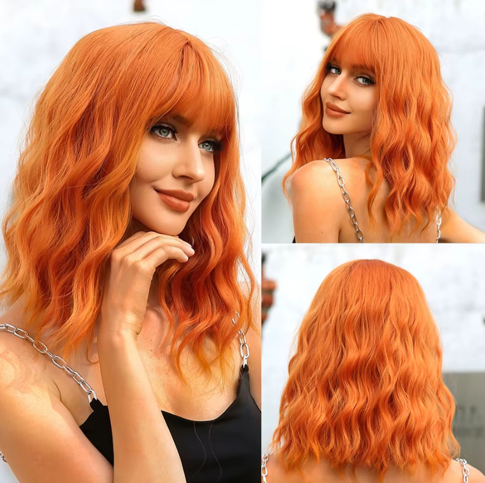 SassyGoods Damenperücke Orange – Kurzhaar Wig – Kupfer Ginger – 40 cm – Perücke für Frauen