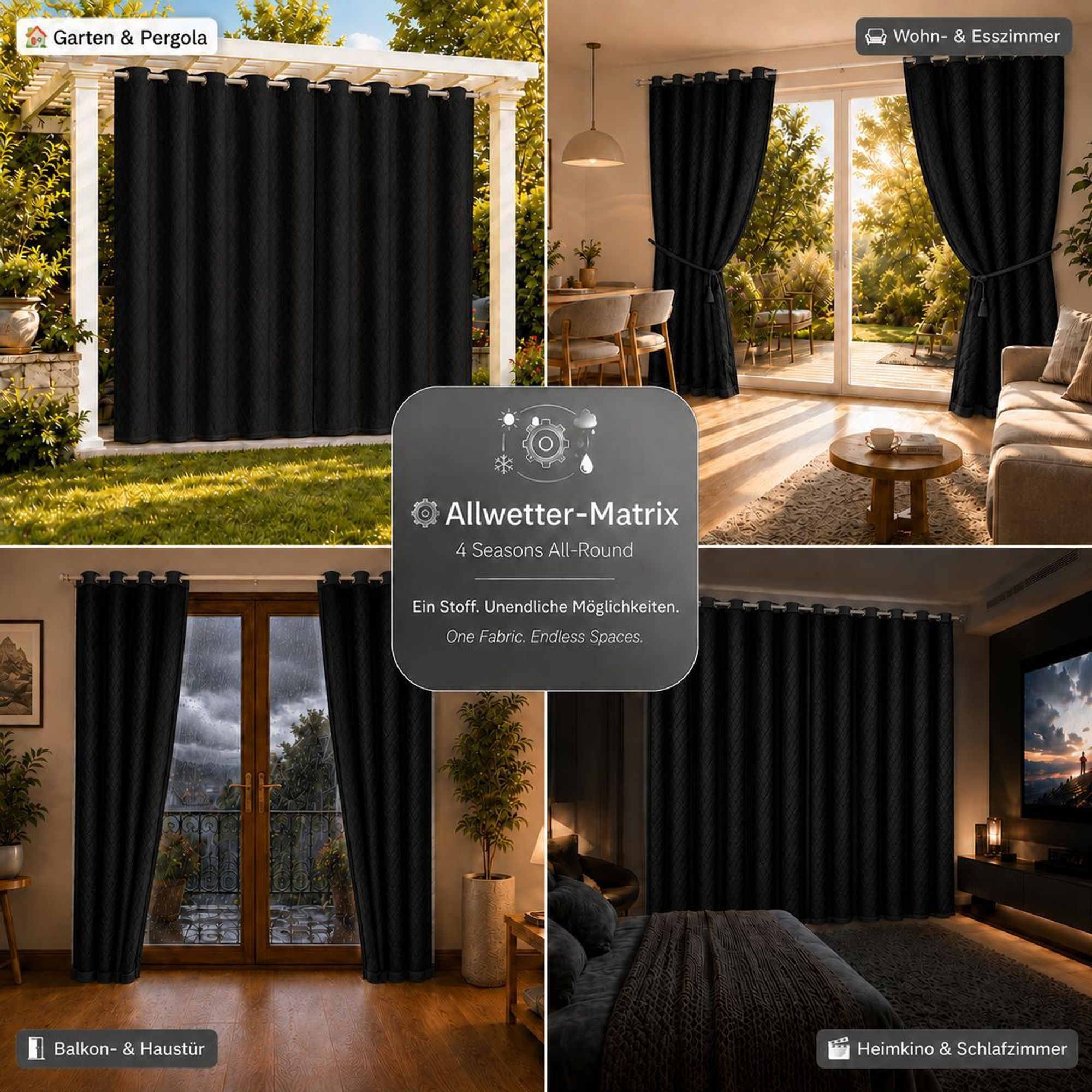 1x Outdoor Thermovorhang gegen Kälte und Hitze – Türvorhang, wasserdicht, Verdunkelungsvorhang mit Ösen für Garten Terrasse, Fenstervorhang, 132x274cm