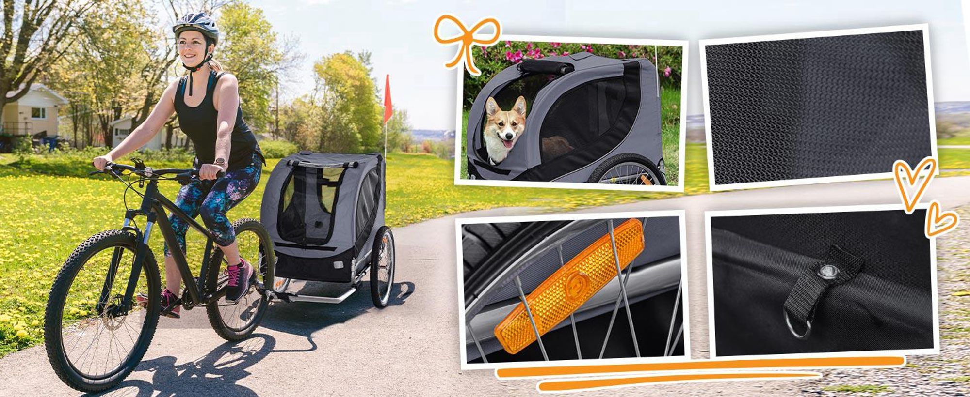 PawHut Fahrradanhnger Hundeanhnger Hunde Fahrrad Tier