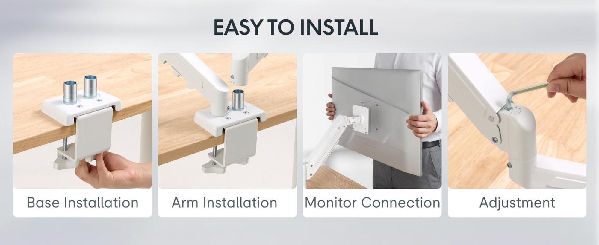 FLEXISPOT MA1 Dual Monitorhalterung 17–32 Zoll, Gasdruckfeder Monitorarm für 2 Monitore, unabhängig höhenverstellbar, VESA 75x75/100x100, Weiß