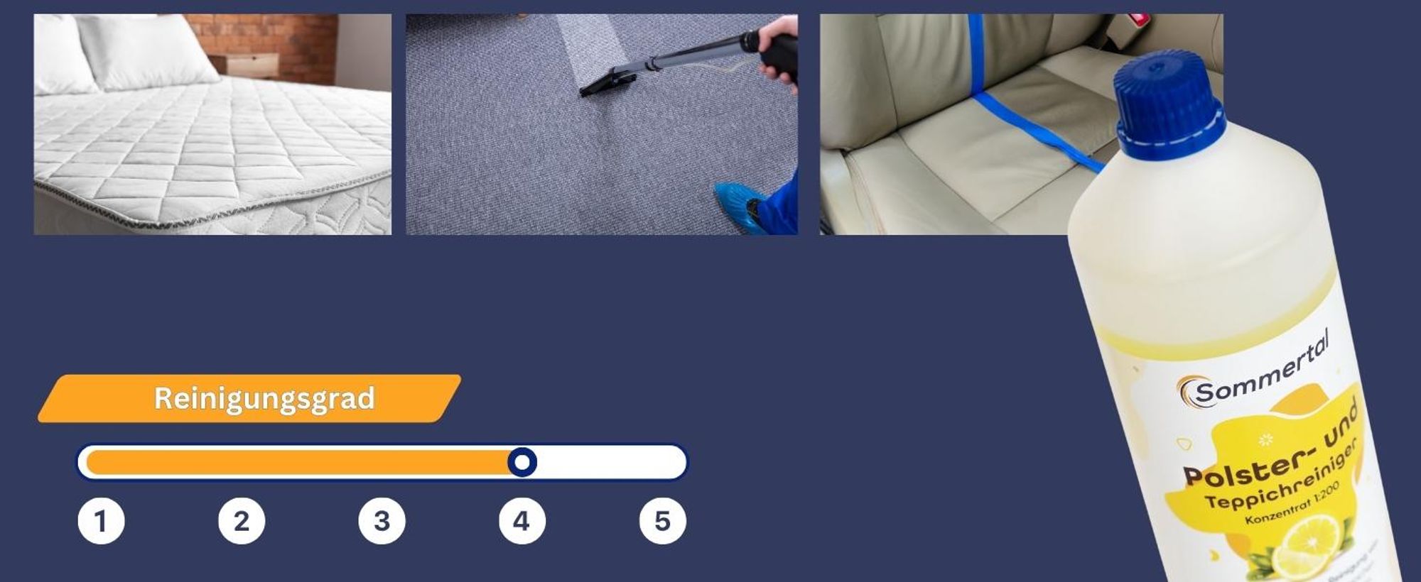 Sommertal Polster- und Teppichreiniger, 1L Profi Konzentrat, für über 40 Waschvorgänge, geeignet für Sofa, Polster, Auto Sitze, Teppich