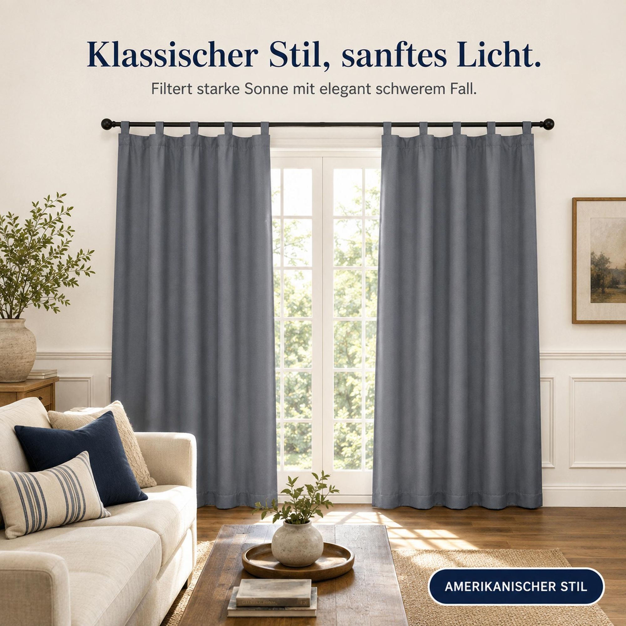 Schlaufen Vorhänge Blickdicht Dunkelgrau, Wohnzimmer Schlafzimmer Thermo Verdunklungsvorhänge 132 x 241 cm (2er-Set), Wasserdicht Sichtschutz Gardinen