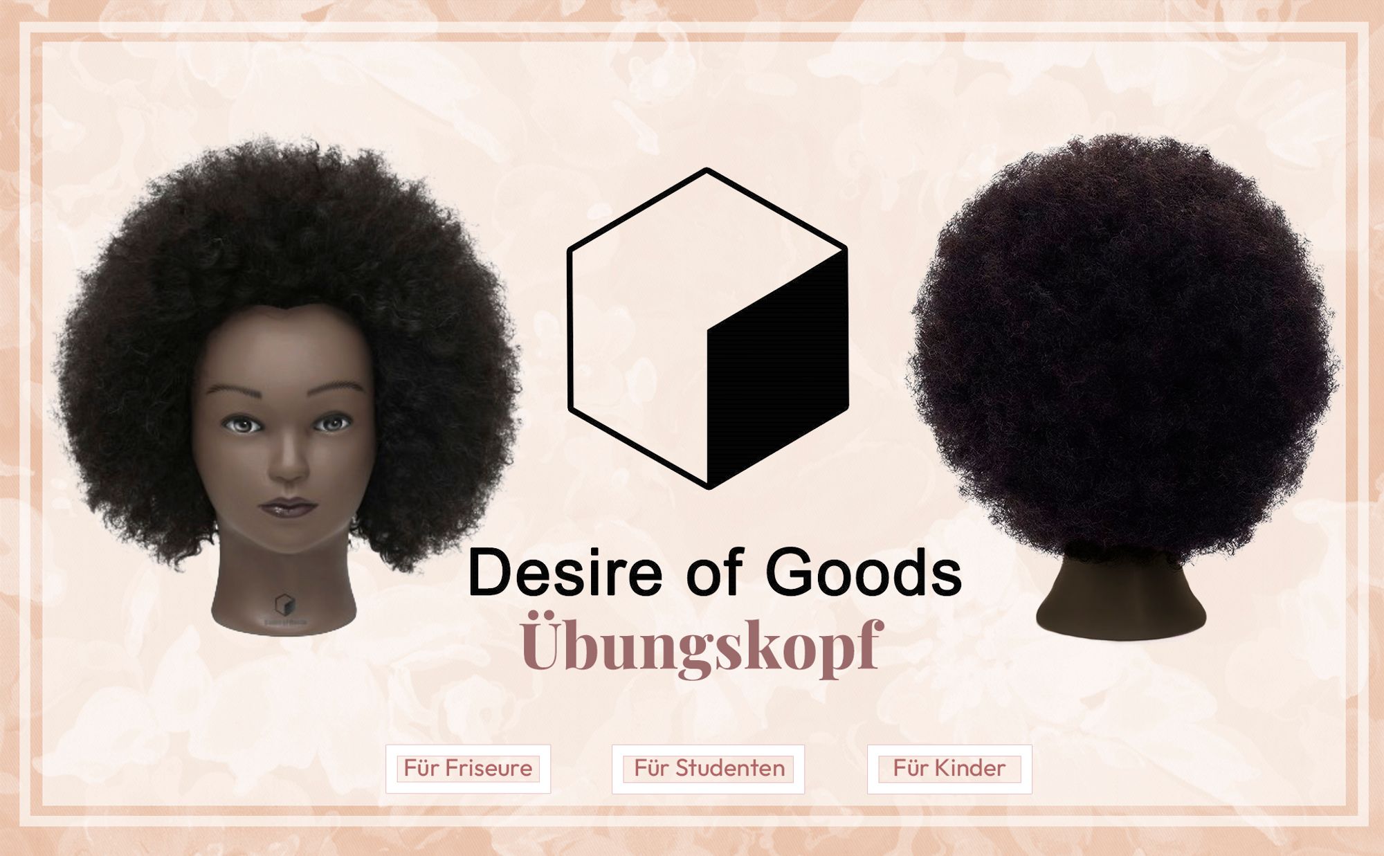 Desire of Goods Główka fryzjerska do treningu afro - prawdziwe włosy - z zaciskiem stołowym i akcesoriami do stylizacji - główka fryzjerska - główka fryzjerska - 30 cm