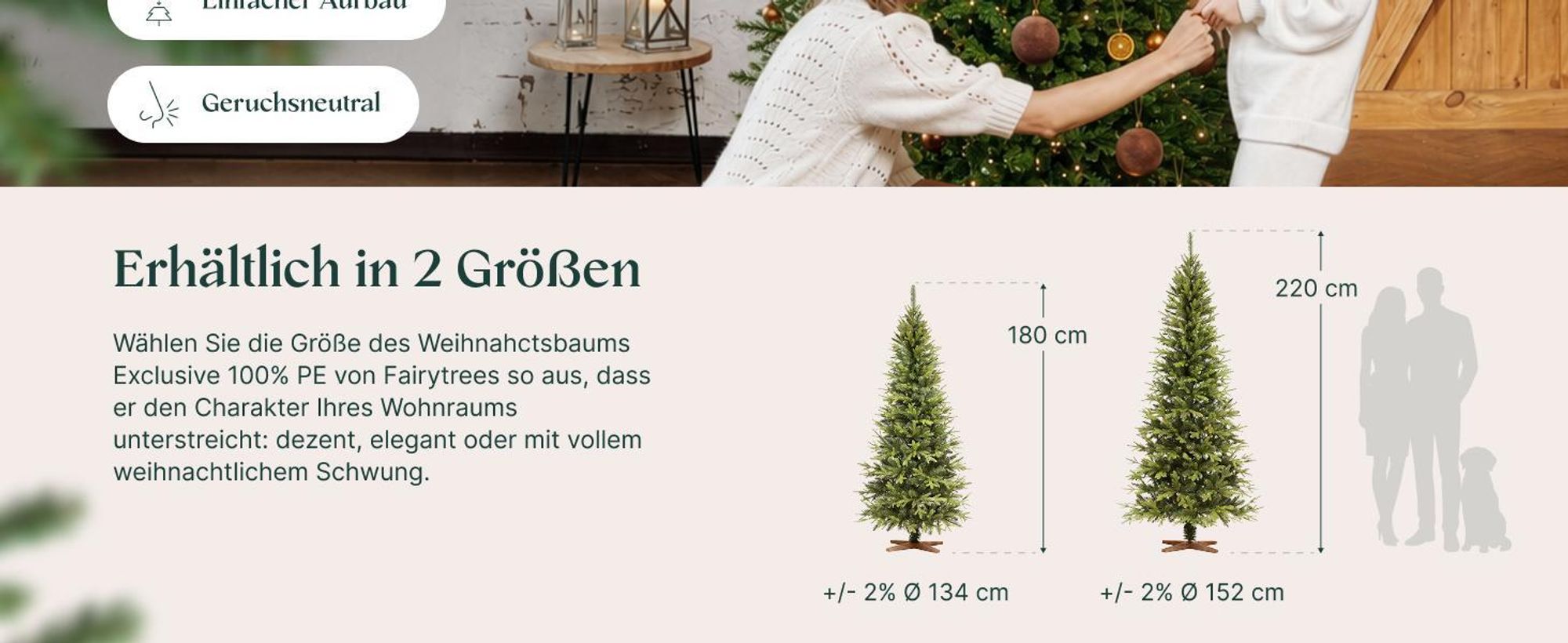 FairyTrees Künstlicher Weihnachtsbaum 180cm Bayerische Tanne Slim 100% PE Premium 100% Spritzguss Christbaum, Künstlich, Slim Form, sehr dichte Zweige, Naturgetreu, Grün, in EU hergestellt, FT36