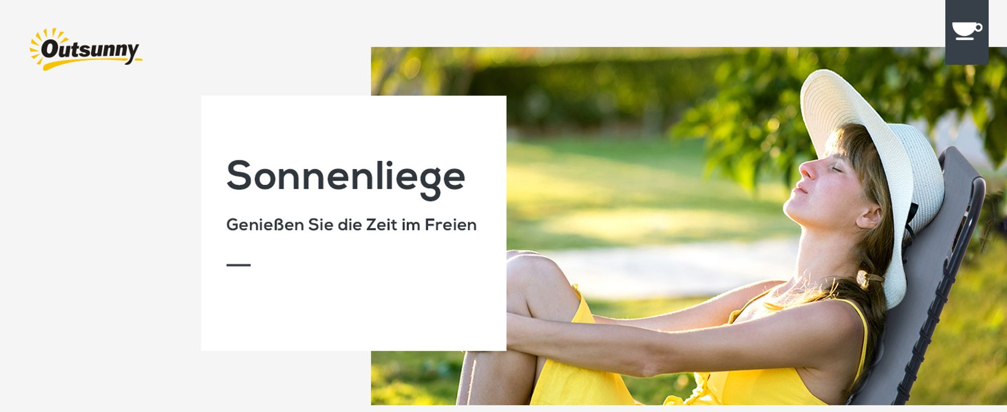 Outsunny Sonnenliege Gartenliege 4-stufige Rückenlehne verstellbar Grau