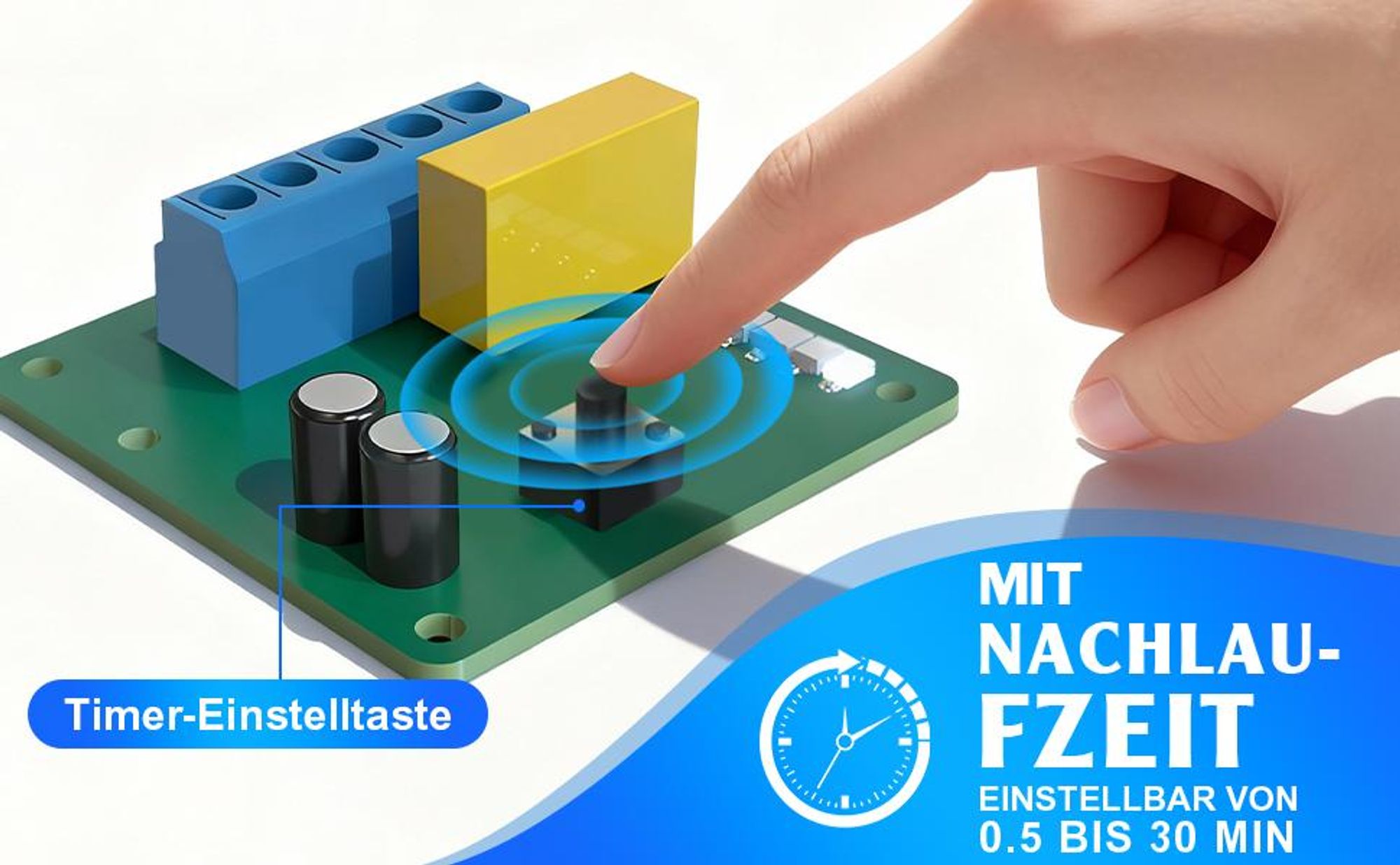 6"/18W Wandventilator 240m³/h Abluftventilator mit Nachlauf 35db 30s-30min, Badlüfter Verzögerung Entfeuchtung Lüftung für Bad Küche Garage Lager