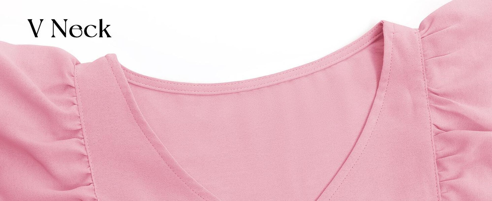 Damenkleid, Babydoll-Kleid, kurzärmelig mit Rüschen, V-Ausschnitt