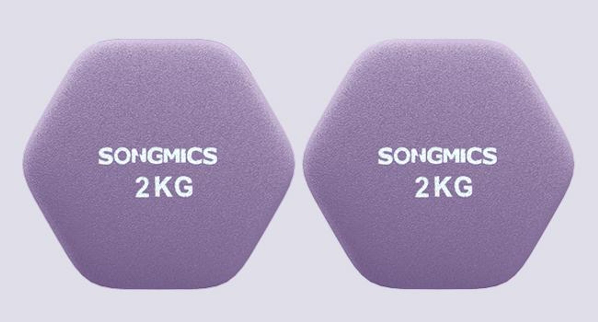 SONGMICS Hanteln, 2er Set, 2 x 2 kg, Hantelset, Kurzhanteln, Hexagon, Neopren-Beschichtung, Krafttraining, Workout, Fitnesstraining, für Zuhause