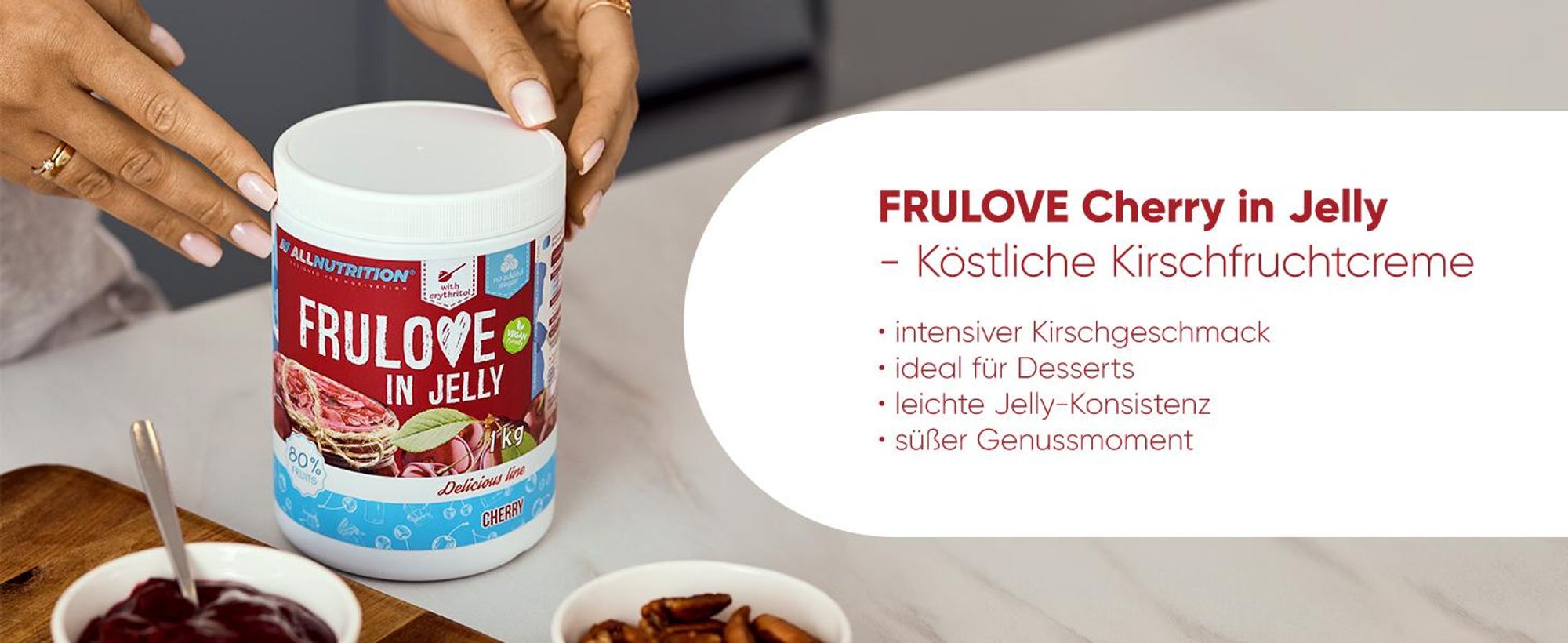 ALLNUTRITION FRULOVE In Jelly Cherry 1000g Marmelade Früchte Kirsche