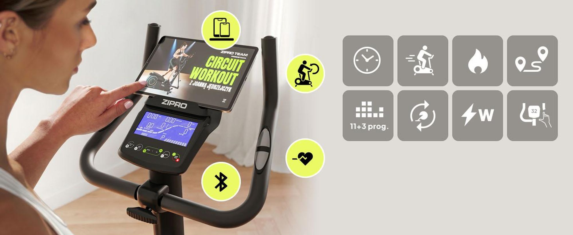Zipro Ergometer Fahrrad Rave – Elektromagnetischer Heimtrainer mit App-Anbindung 32 Widerstandsstufen & Watt-Programm Verstellbarer Lenker & Sattel