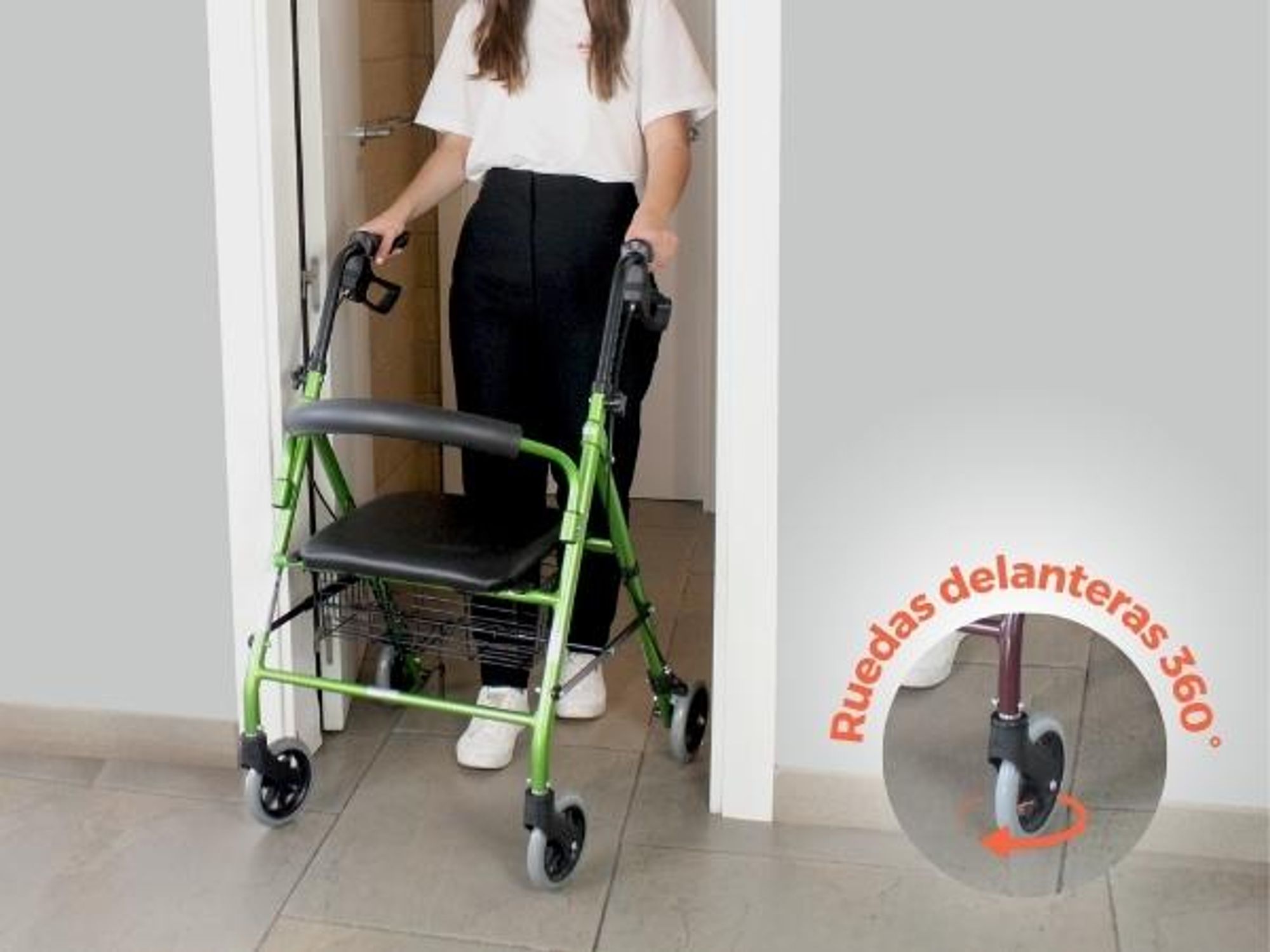 Rollator Faltbar Handbremsen 4 Räder Faltbarer Gehwagen Sitz und Rückenlehne TURIA Clinicalfy