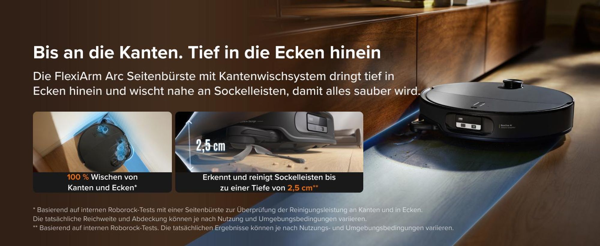 Roborock Qrevo Edge 2 Staubsauger Roboter, 25.000 Pa Saugroboter mit Wischfunktion Wischmopp-Hebefunktion, 80 °C Moppwäsche mit heißem Wasser, Schwarz