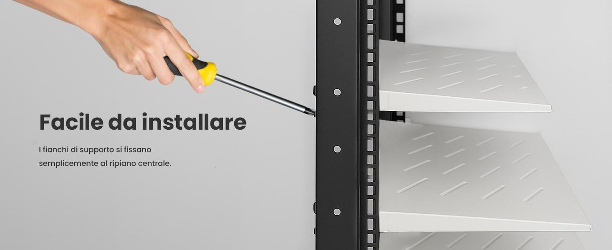 Extralink Mensola Rack 19", 1U, 250 mm, Acciaio, Grigio