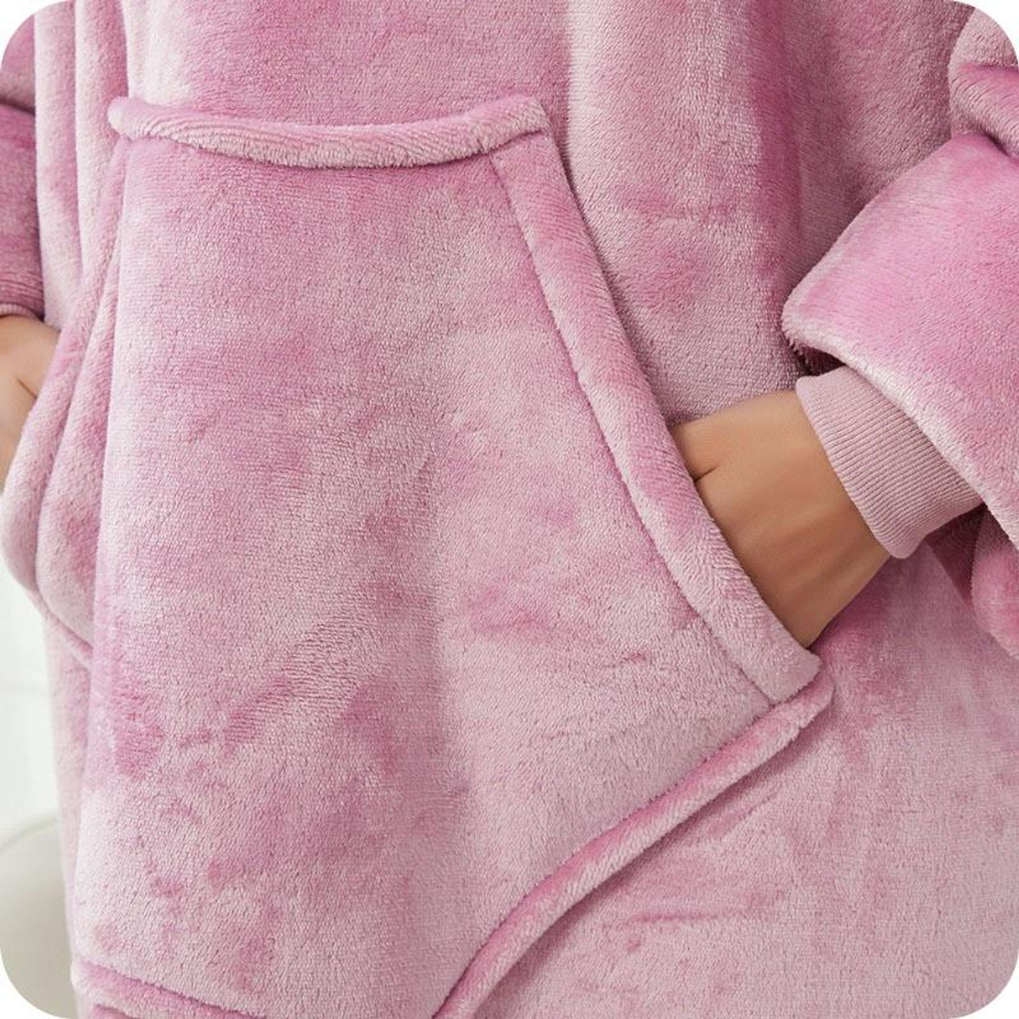 Kuschelige Hoodie Decke mit Ärmeln (Rosa) – Vielseitiger Deckenpullover für Damen und Herren, Einheitsgröße – Perfekt für Wintertage