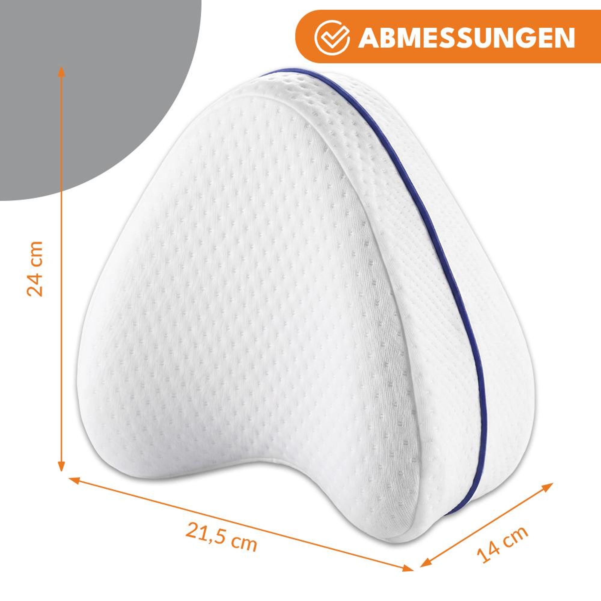 KRUMAD Orthopädisches Kniekissen für Seitenschläfer, Memory Foam, Schmerzlinderung für Ischias, Rücken & Hüfte, Ergonomisches Kissen, 25x20x10cm