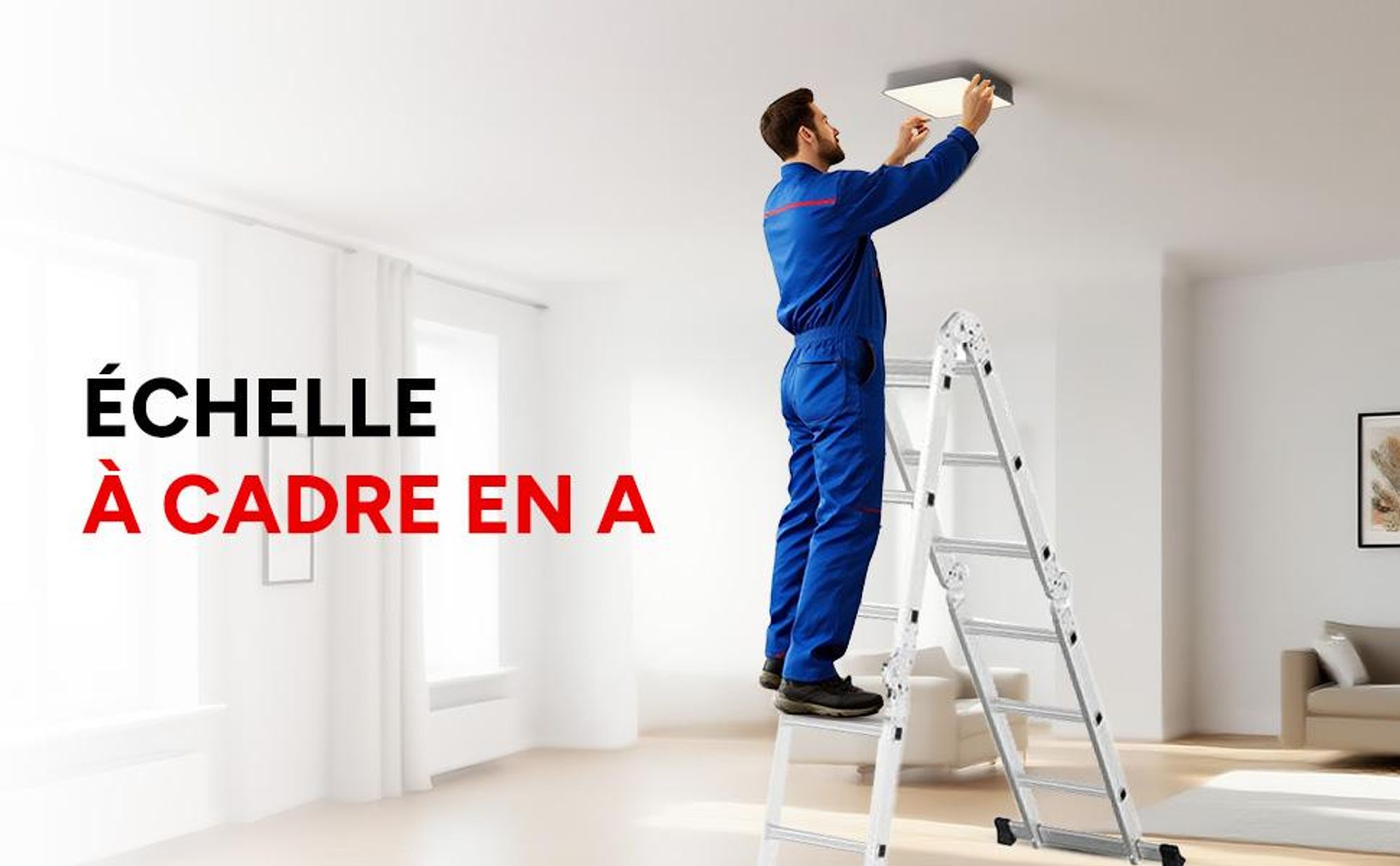 OUTIGO Echelle multifonctionnelle Echelle pliante Echelle télescopique Echelle à cadre A 4x3 350cm Echelle d'appui Escabeau Echelle de ménage en aluminium