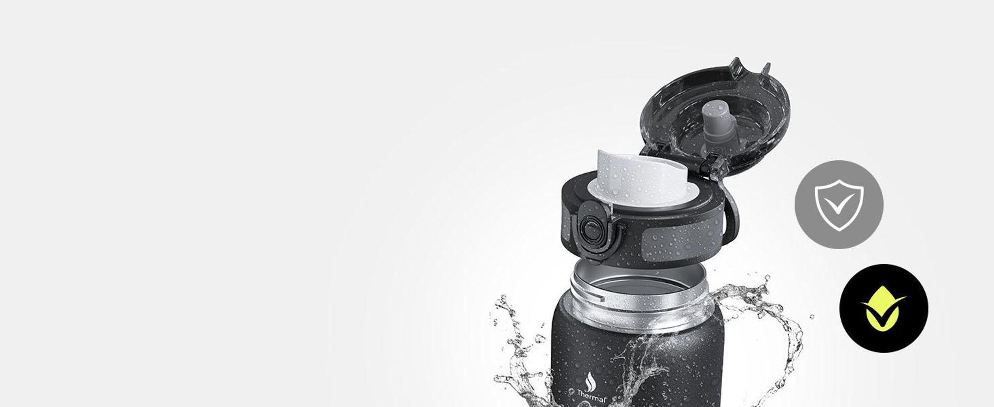 ZIPRO Edelstahl Trinkflasche 1000 ml Schwarz - Thermosflasche 1 Liter Isoliert Doppelwandig Auslaufsicher BPA-Frei Sport Wasserflasche