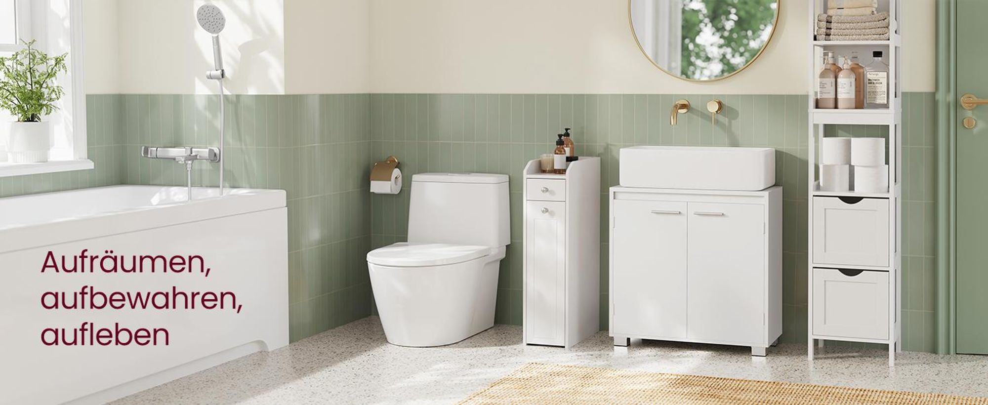 VASAGLE Waschbeckenunterschrank, Badezimmerschrank, 2 Fächer hinter den Türen, für Waschbecken ohne Säule, Badezimmer-Unterschrank mit Füßen