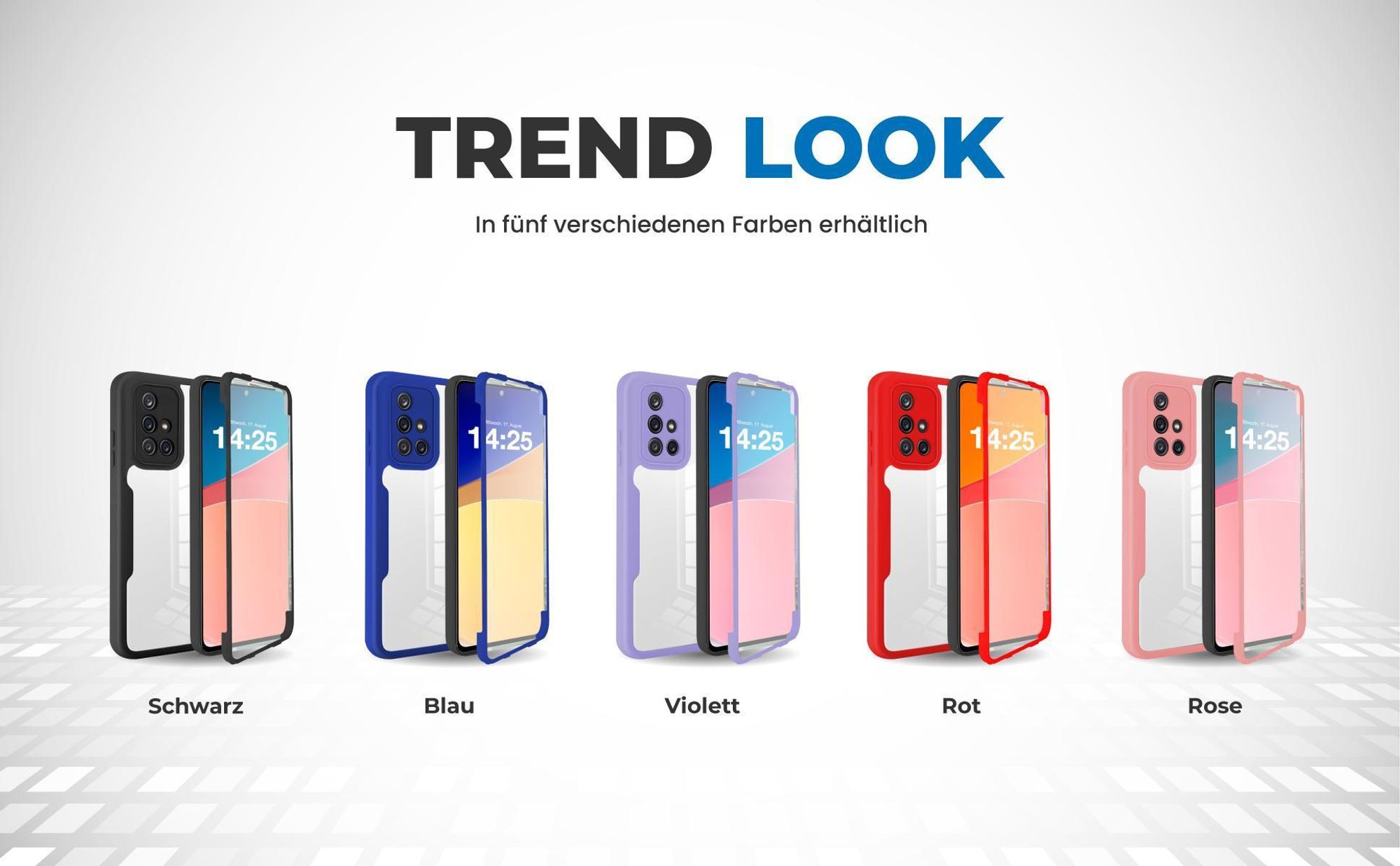 360 Grad Cover Front Back für Samsung Galaxy A52 / A52 5G / A52s 5G in verschiedenen Farben