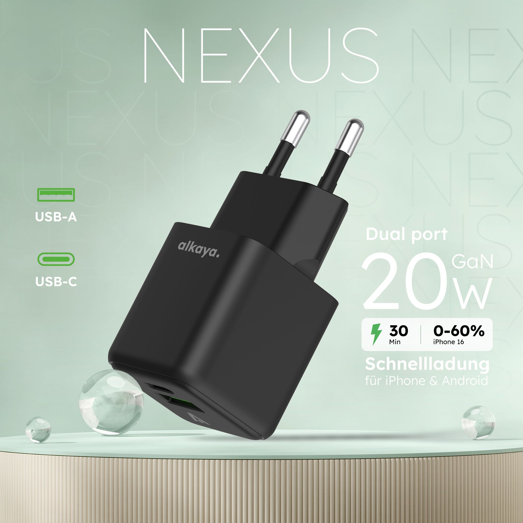 alkaya NEXUS-Laderät mit GaN-Technologie schwarz - Netzteil
