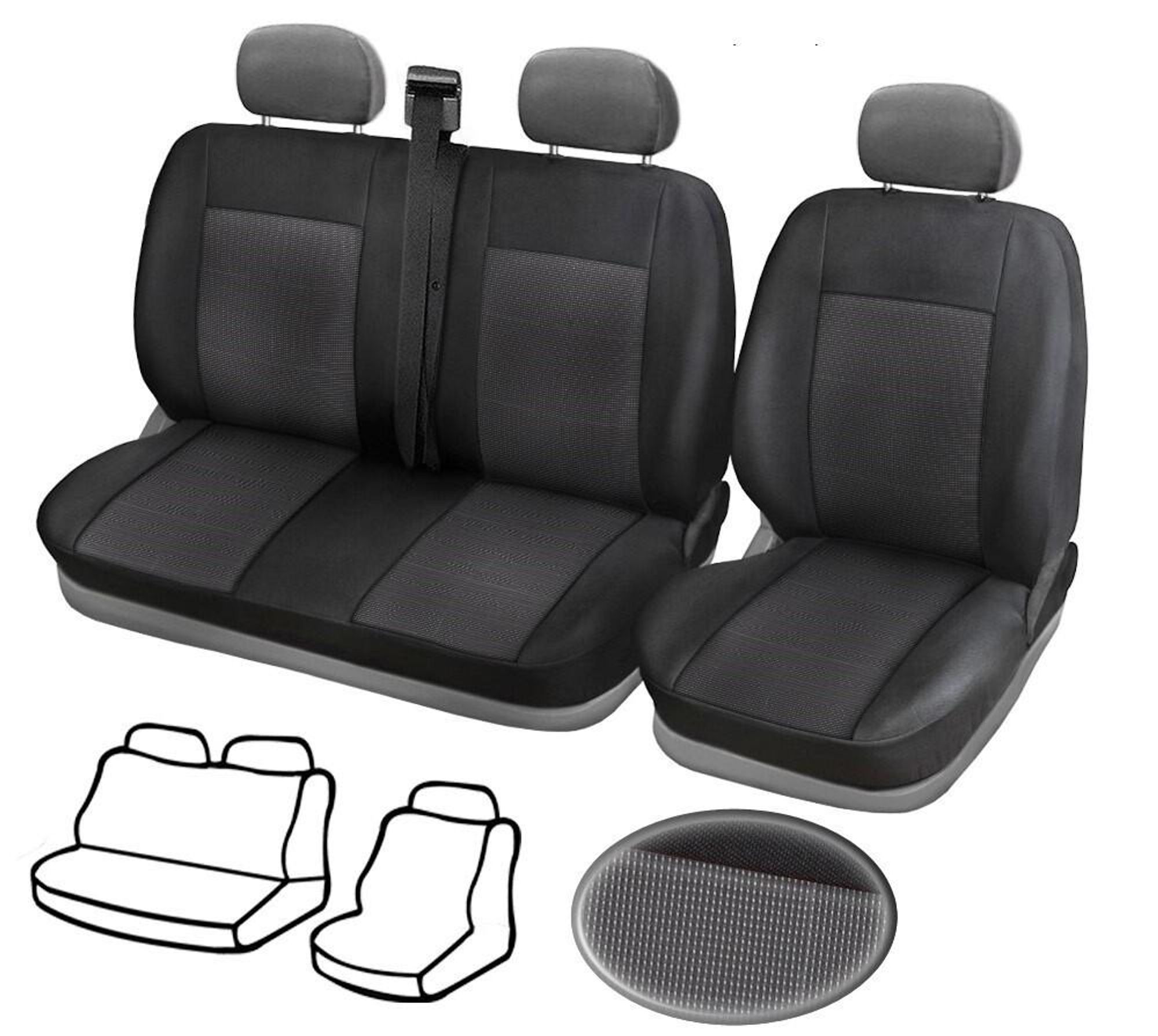 2+1 Set Sitzbezüge Schonbezüge aus Polyester für Fiat Ducato 2006-2019 Premium