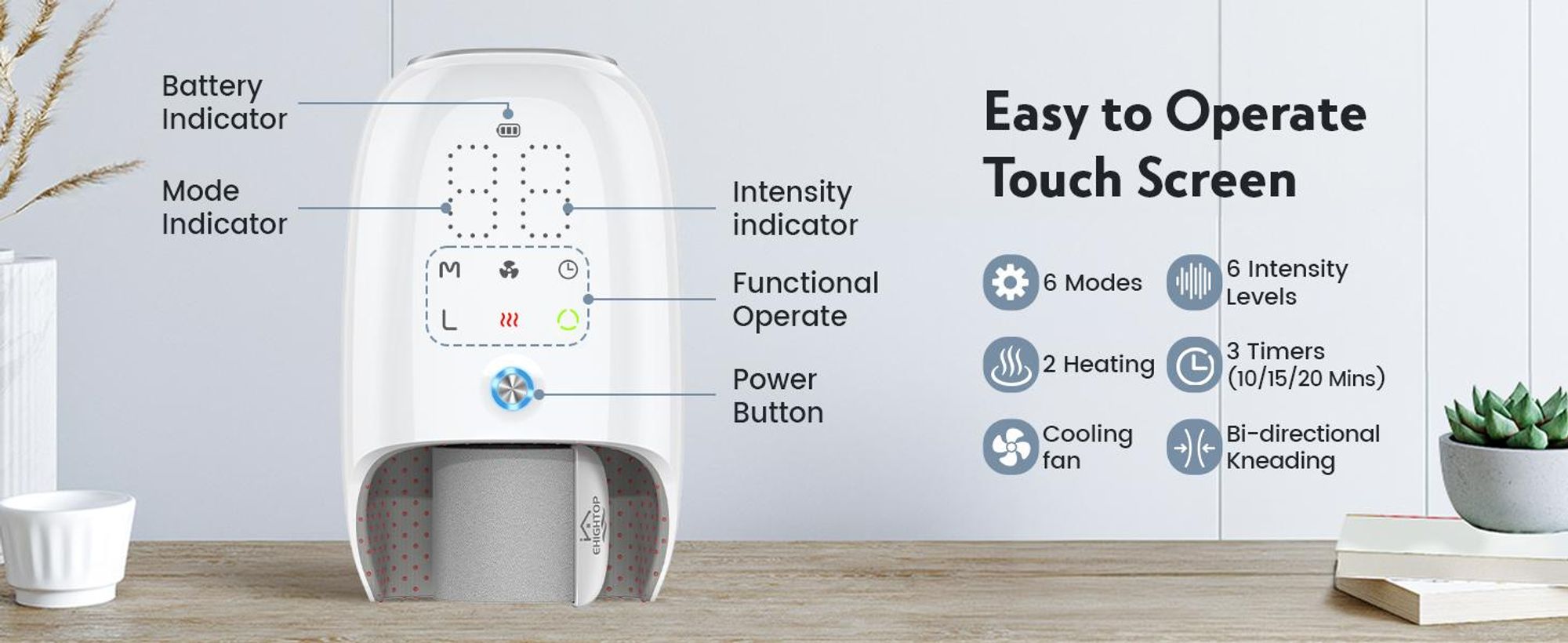 Handmassagegerät mit innovativer Kühlung-6 Modi & 3 Timer, Luft-Wärme-Kombination, Rollmassage und Handgelenk Airbag-Massage für Hand, Finger