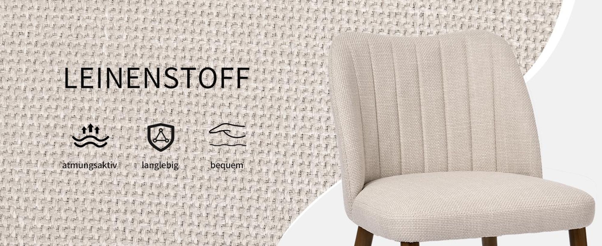 Duhome Esszimmerstuhl 2er Set Leinenstuhl Gepolstert mit Holzbeinen Modern Küchenstuhl für Esszimmer Wohnzimmer Küche, Beige
