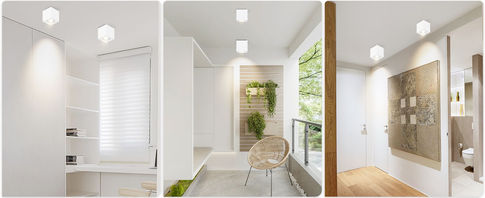 ZMH Aufbauspot 4er weiß Aufbaustrahler GU10 Aufbauleuchte eckig Deckenspots Spots Deckenleuchte Aufputz aus Gips Modern klein Deckenlampe Max.40W für Wohnzimmer Esszimmer Flur Ohne Leuchtmittel