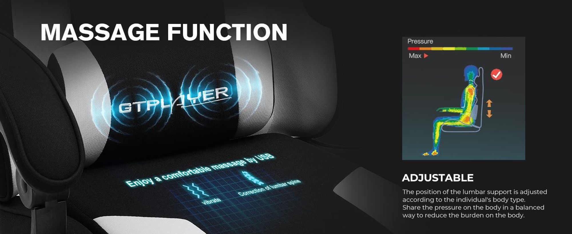 GTPLAYER sedia da ufficio sedia da gioco in tessuto poltrona da gioco Sedia da gioco ergonomica con poggiapiedi, poggiatesta cuscino lombare, sedia da gioco imbottita, bianco