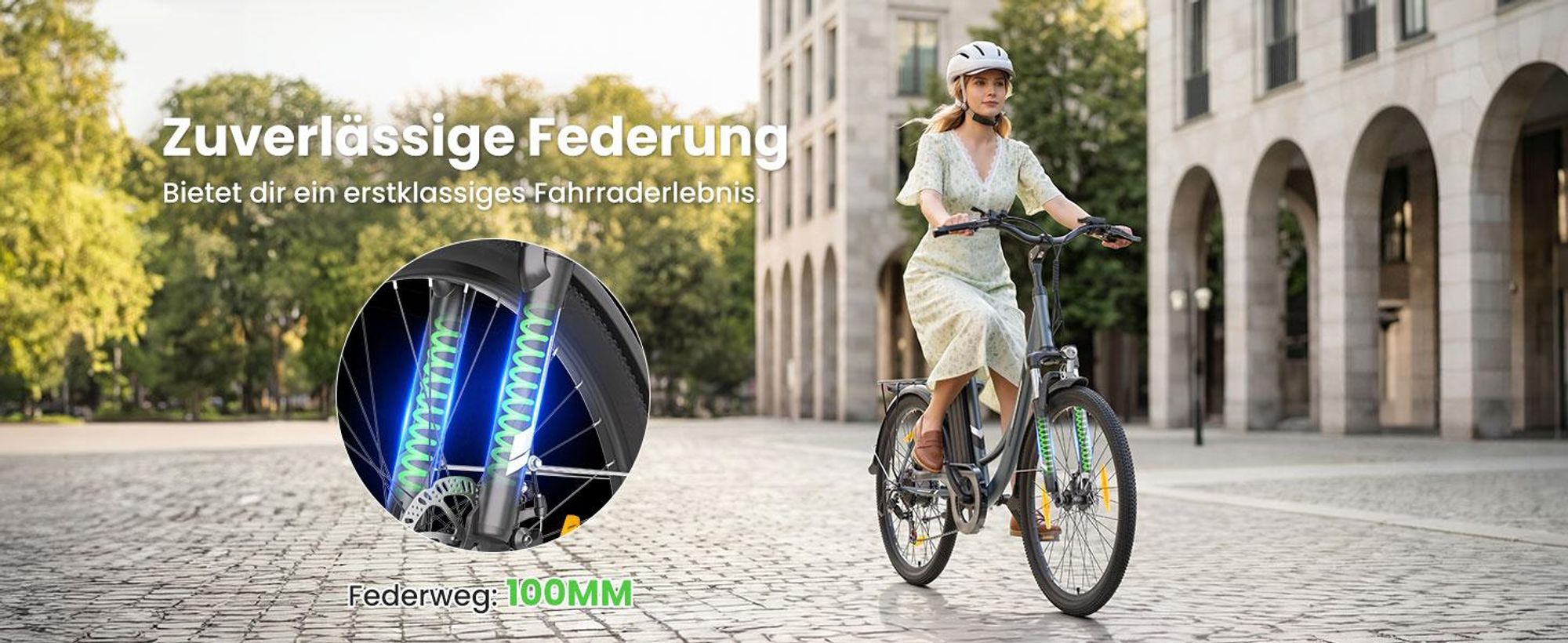 Touroll B1 E-Bike 250W, 90 km Reichweite, Shimano 7-Gang, 100 mm Federgabel, 25 km/h, Tiefeinsteiger