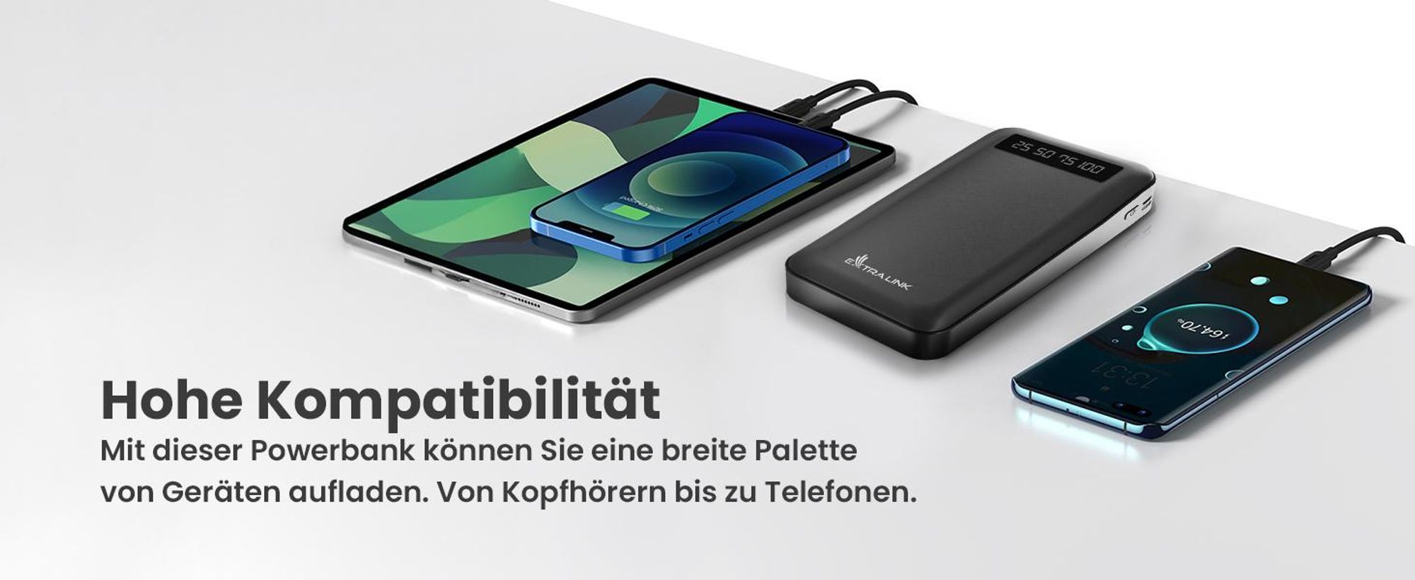 Extralink Powerbank 10000mAh USB C mit Telefonhalter