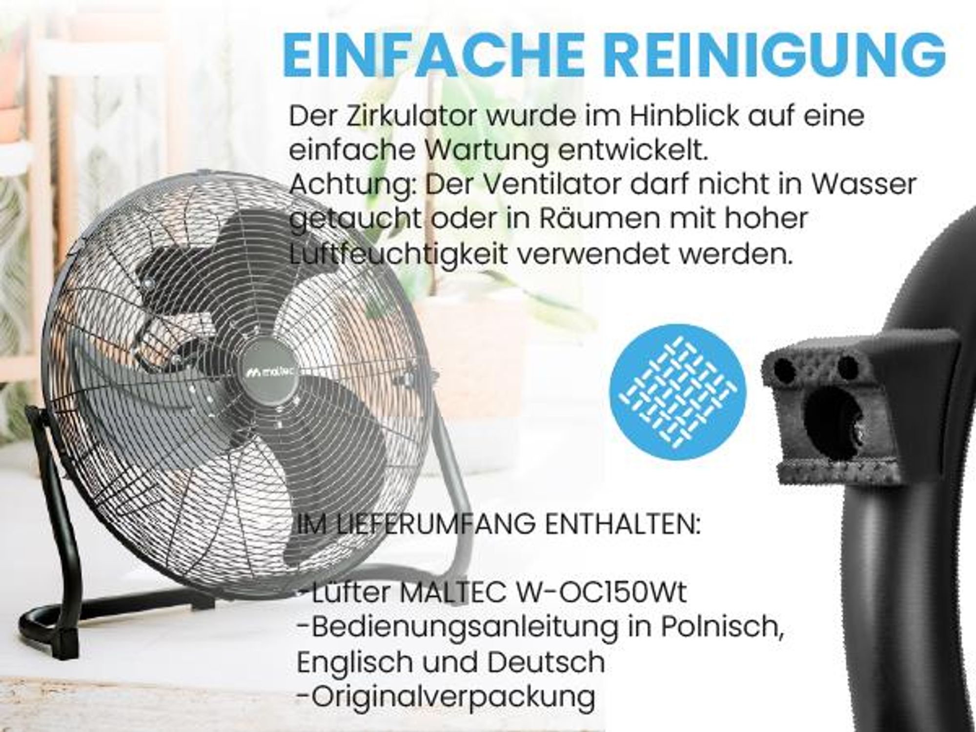 Bodenventilator Standventilator Luftzirkulatoren Schwarz